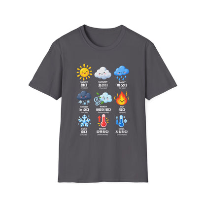 Weather Emoji Chart T-Shirt — Sunny Cloudy Rainy Korean Weather Icons