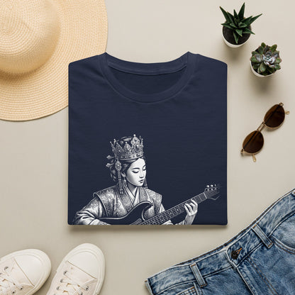 Queen Guitarist T‑Shirt — Regal Woman Playing Electric Guitar Tee