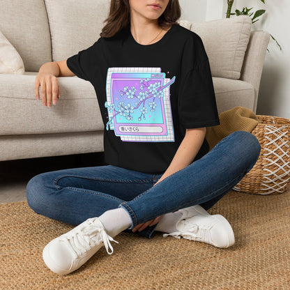 Retro Cherry Blossom T-Shirt — Aesthetic Vaporwave Floral Tee