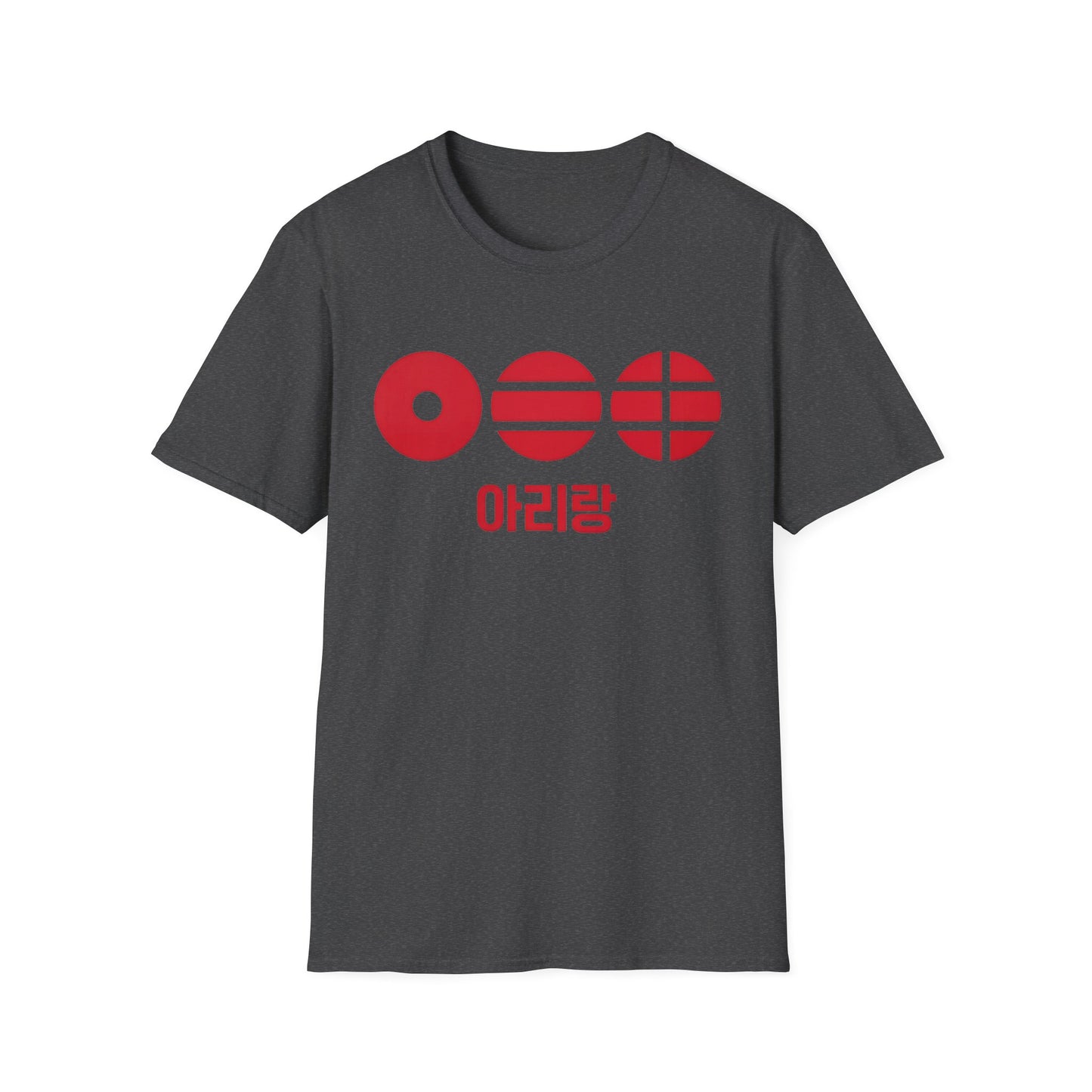 T-Shirt — Korean Arirang Graphic Tee (Red Retro Symbols)