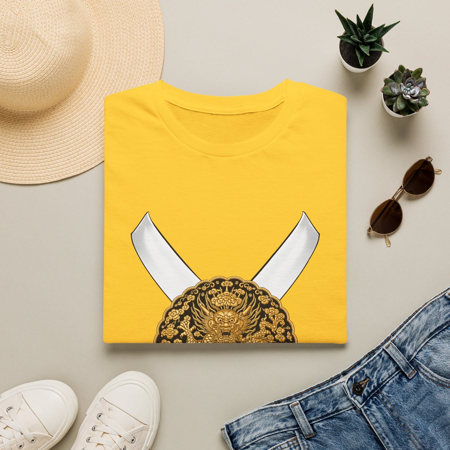 Samurai Crest T-Shirt — Traditional Katana & Dragon Shield Tee