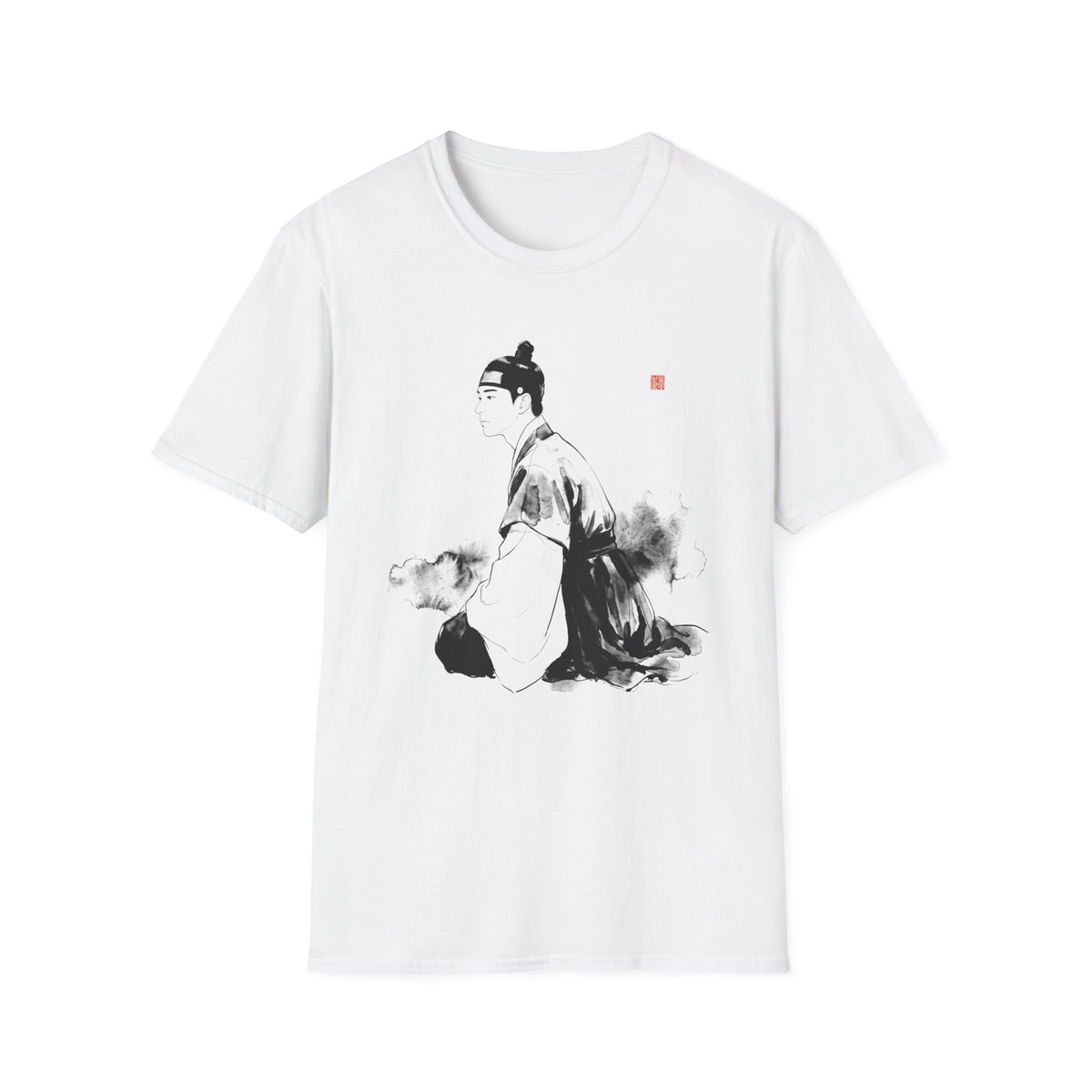 Ink Wash Samurai T-Shirt — Minimal Asian Brush Art Tee
