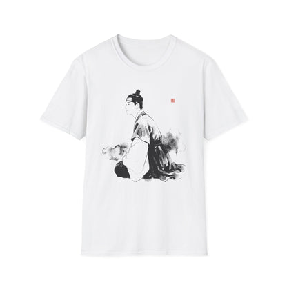 Ink Wash Samurai T-Shirt — Minimal Asian Brush Art Tee