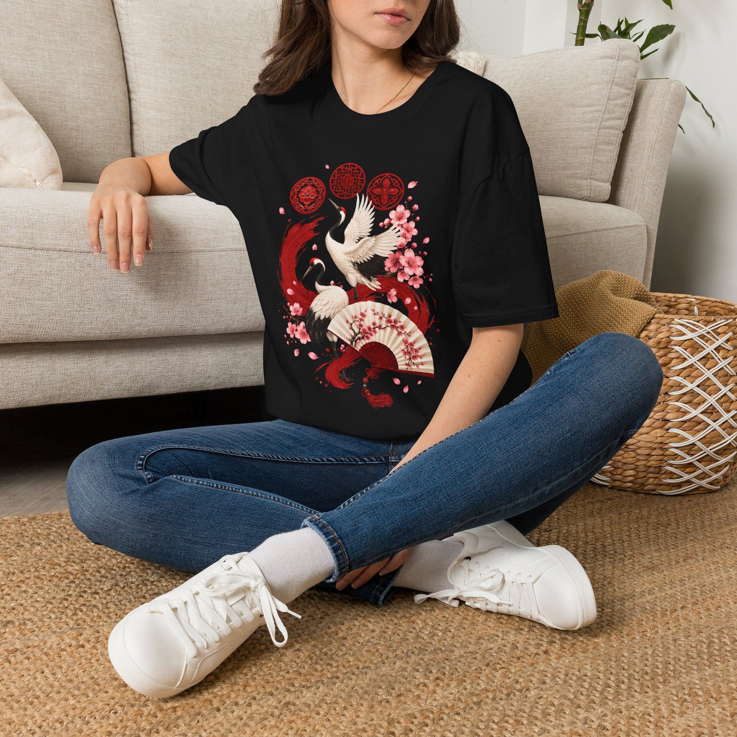 ARIRANG FLORAL CRANE T-SHIRT