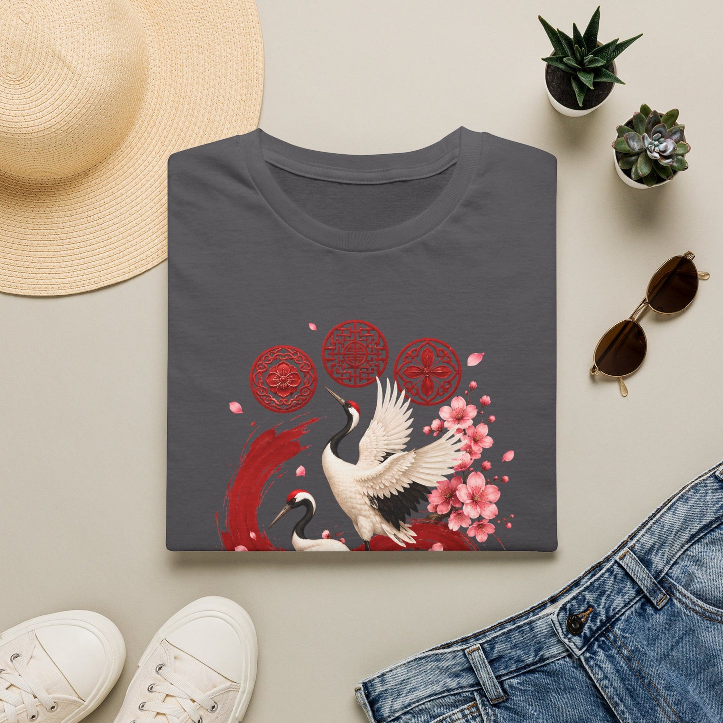 ARIRANG FLORAL CRANE T-SHIRT