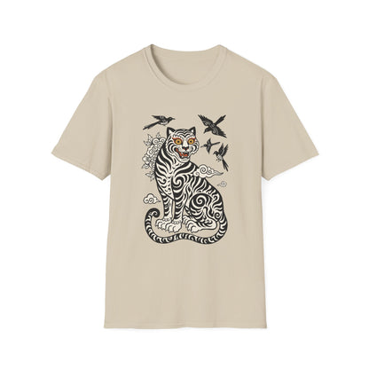 Tiger & Crows Graphic T-Shirt — Bold Japanese-Inspired Tattoo Style