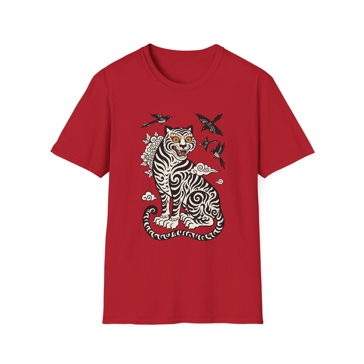 Tiger & Crows Graphic T-Shirt — Bold Japanese-Inspired Tattoo Style
