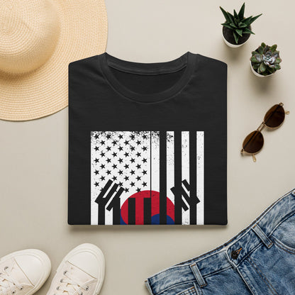 Korean Flag USA Mashup T-Shirt — Taegeuk Stripes Graphic Tee