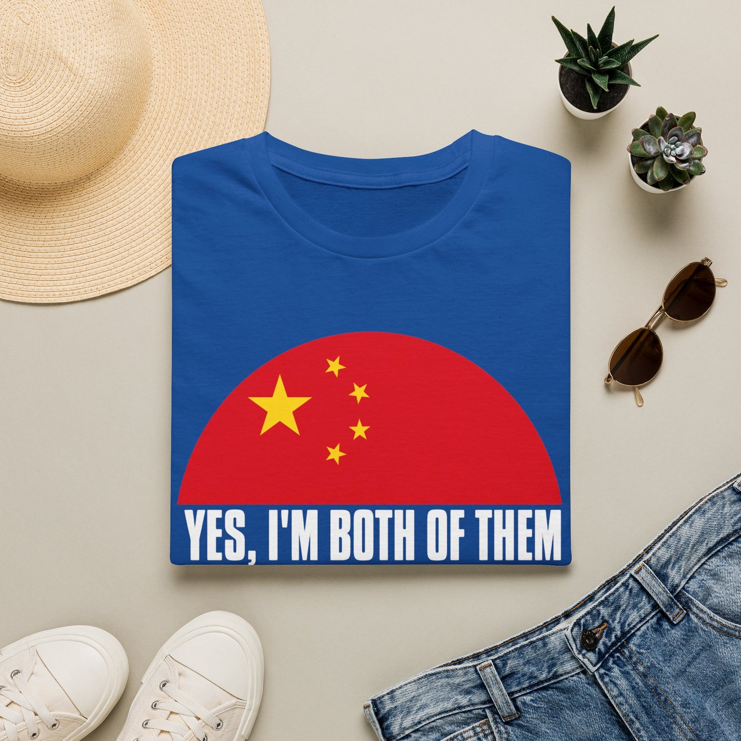 Flag Heritage T-Shirt — “Yes, I’m Both of Them” China & South Korea Pride Tee
