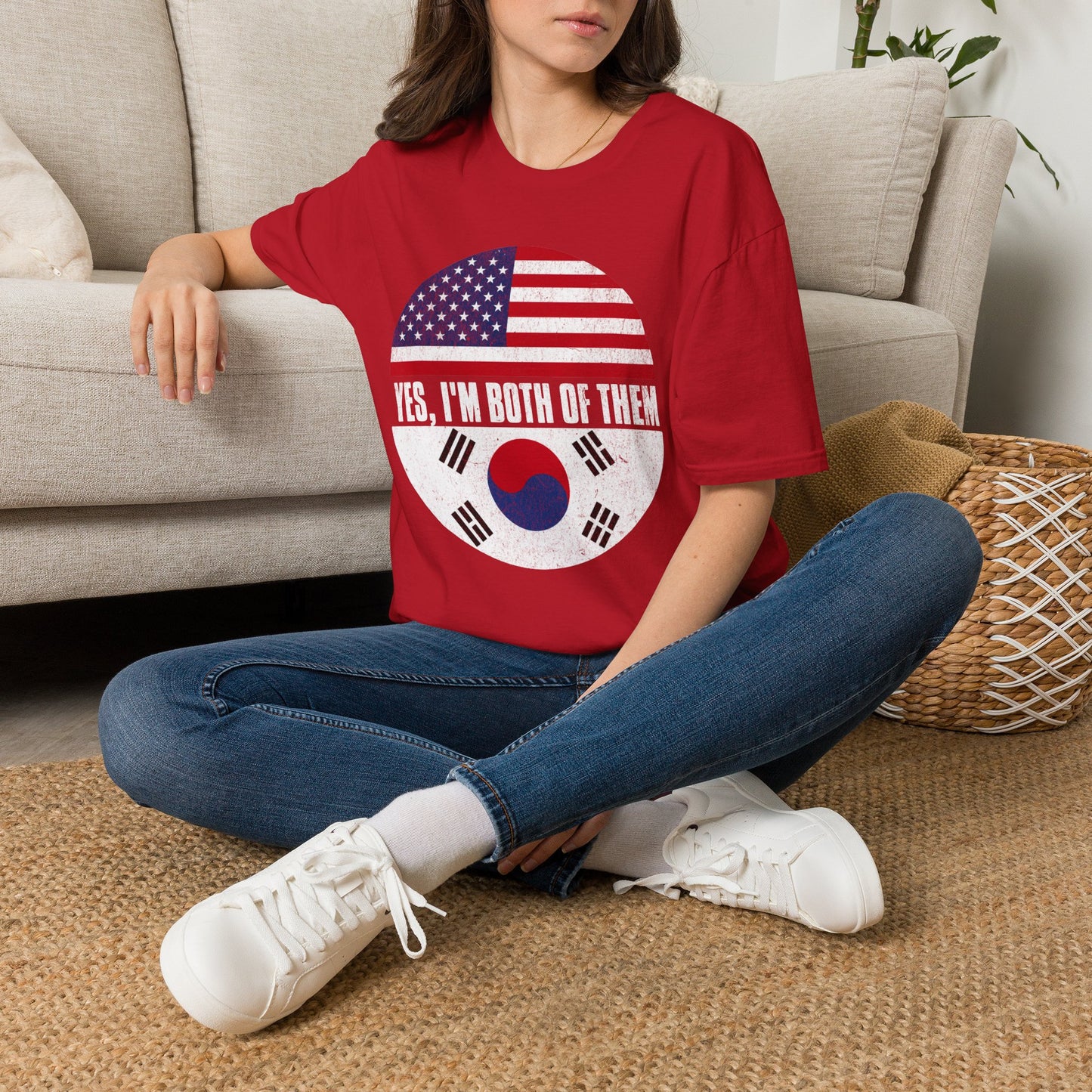 Yes, I'm Both of Them T-Shirt — USA & South Korea Flag Dual Heritage Tee