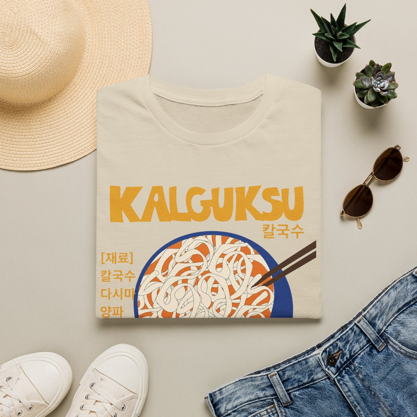 Kalguksu Noodle T-Shirt — 'Knife Cut Noodles' Retro Korean Food Tee