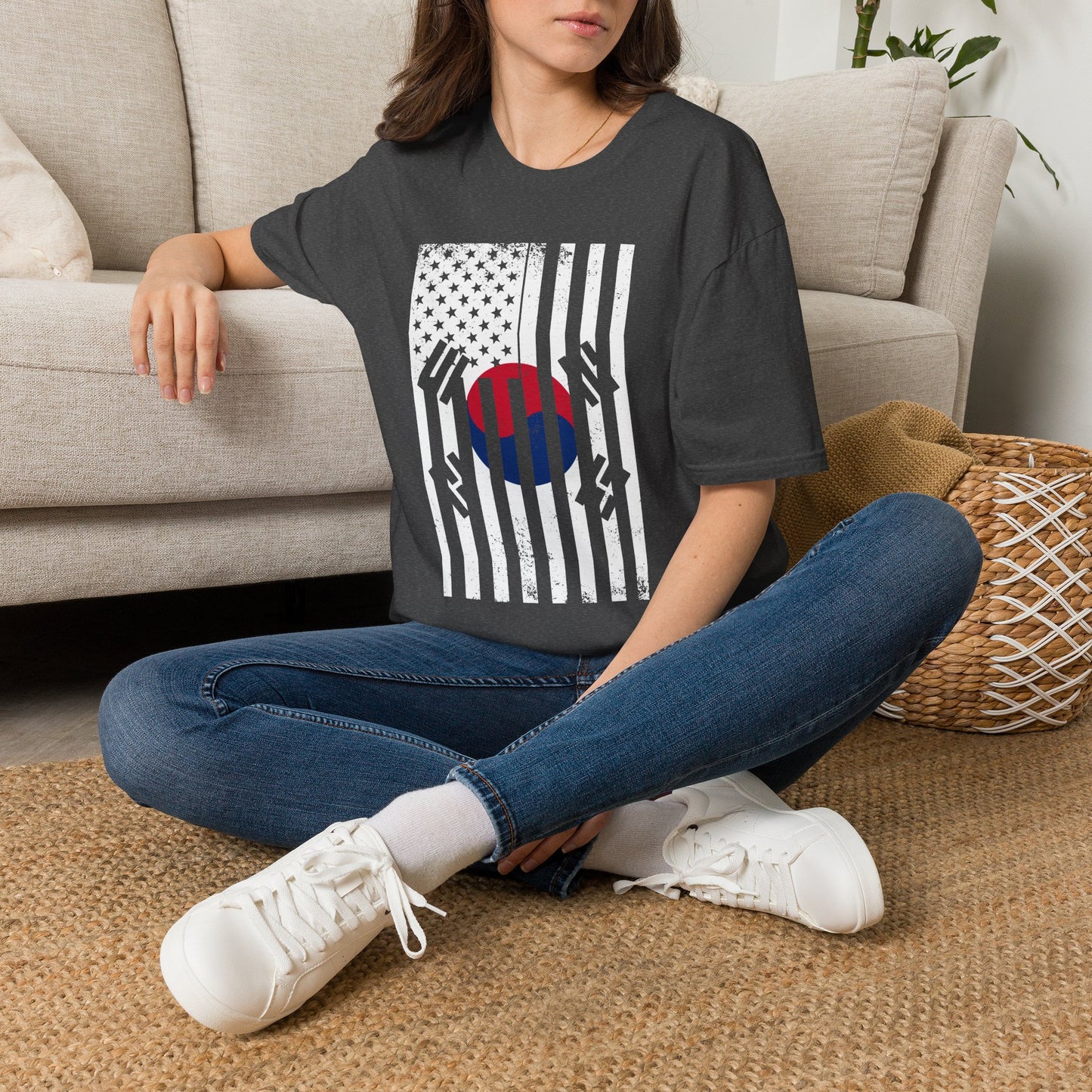Korean Flag USA Mashup T-Shirt — Taegeuk Stripes Graphic Tee