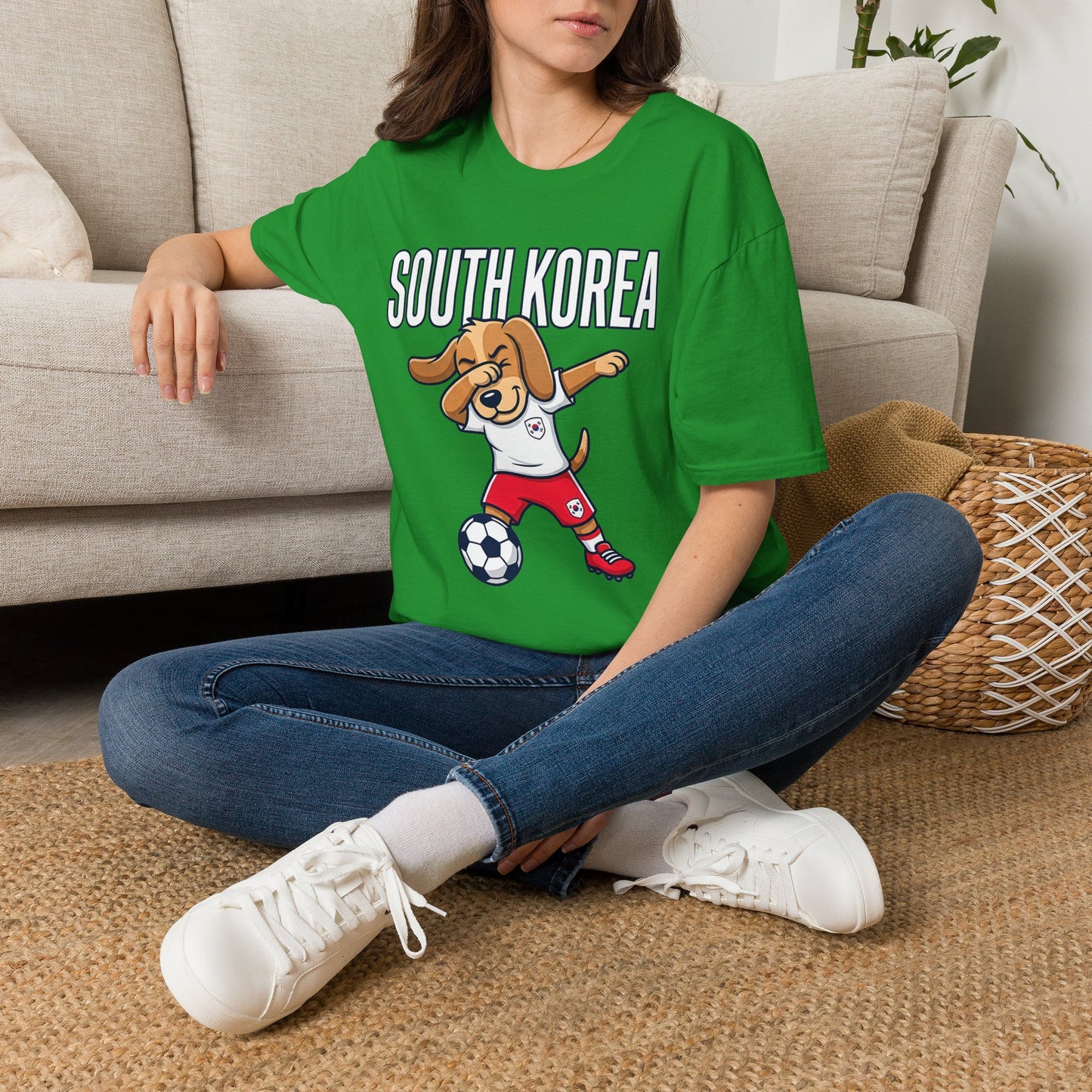 South Korea Dabbing Dog T-Shirt — Cute Soccer Fan Tee