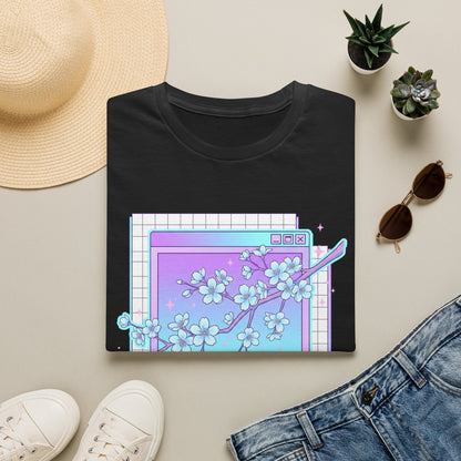 Retro Cherry Blossom T-Shirt — Aesthetic Vaporwave Floral Tee