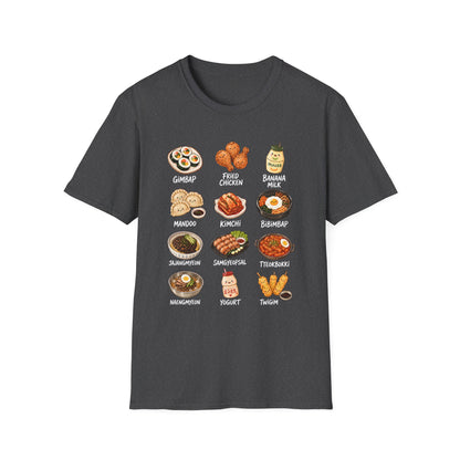 Korean Food Icons T-Shirt — Gimbap, Kimchi, Bibimbap & More Foodie Tee