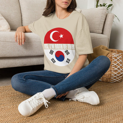T-Shirt - "Yes, I'm Both of Them" Turkish & Korean Flag Heritage Tee