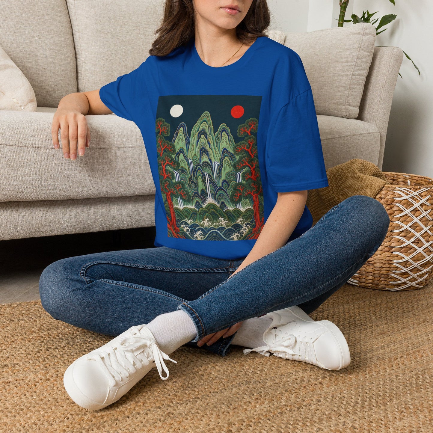 Asian Landscape Tee — Double Sun Mountain Art T-Shirt