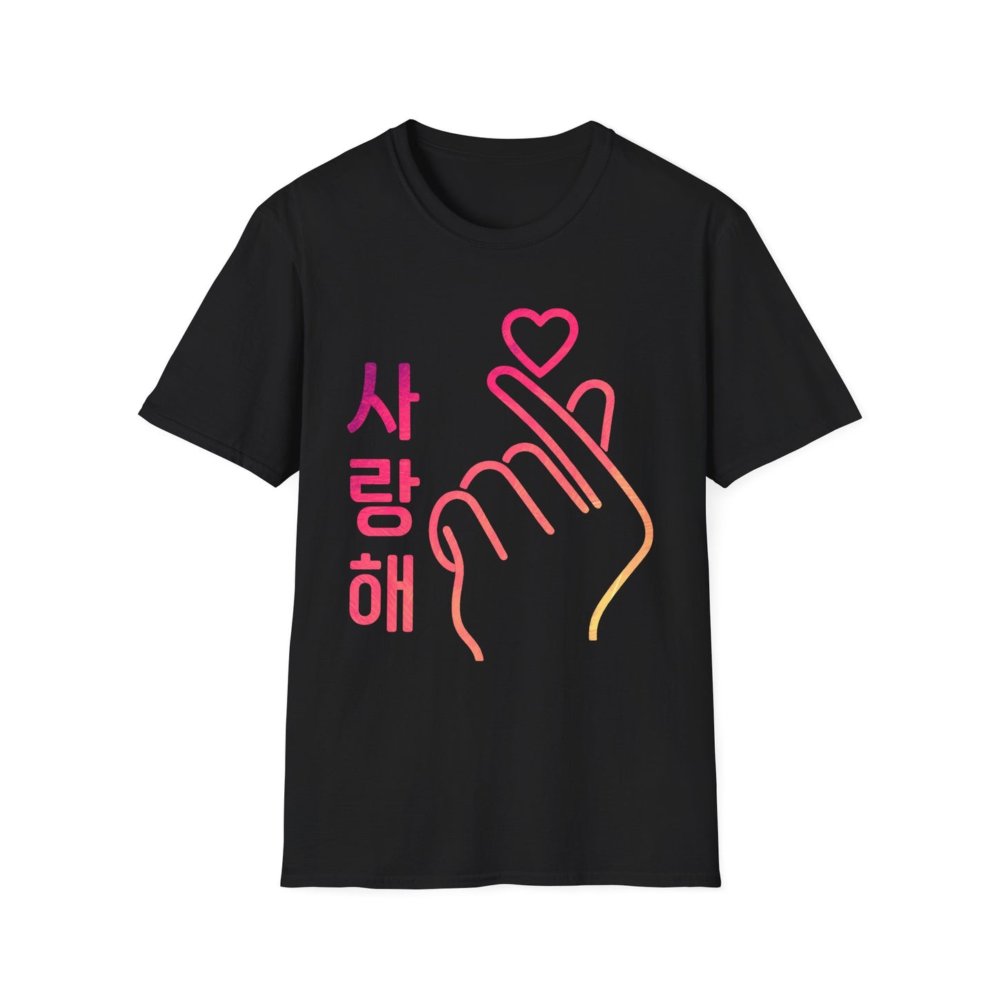 Unisex Softstyle T-Shirt with Heart Hand Design - Perfect for K-Pop Fans, Love Celebrations & Everyday Wear