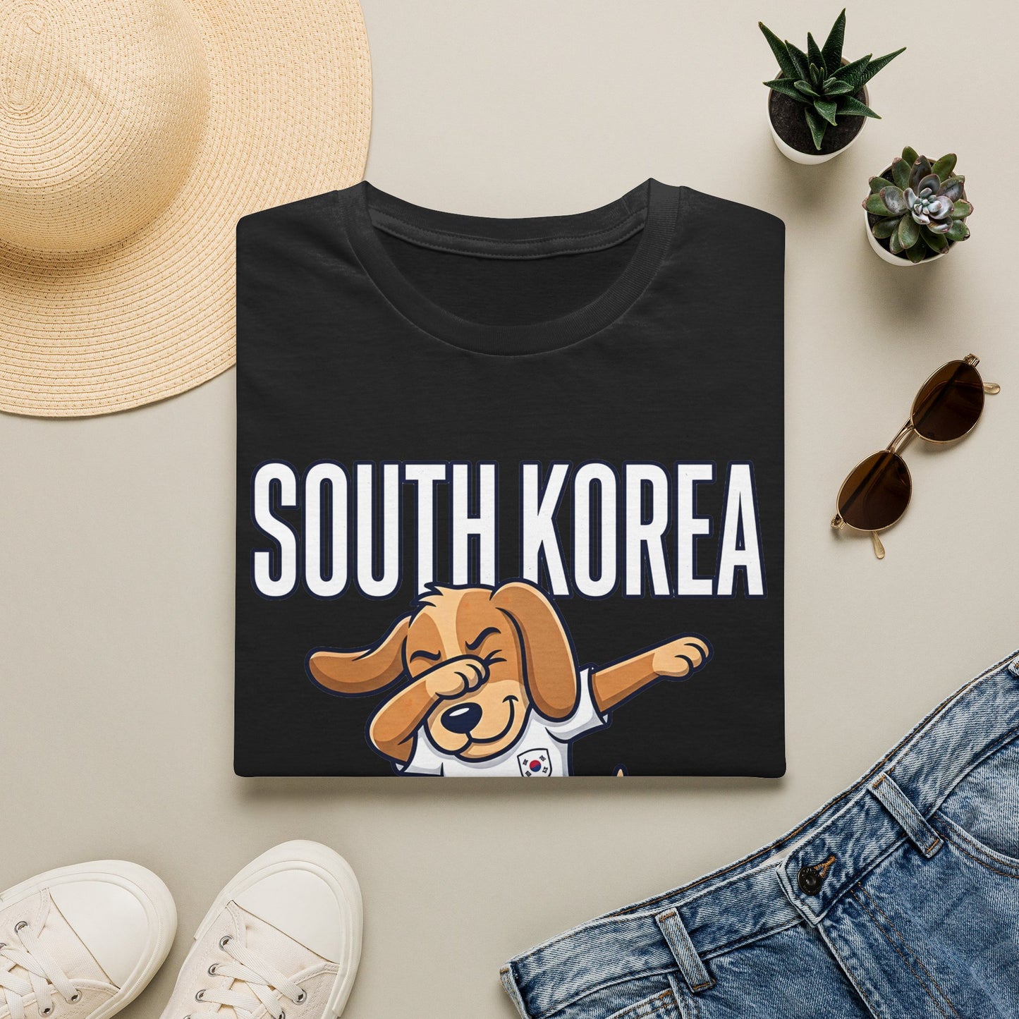 South Korea Dabbing Dog T-Shirt — Cute Soccer Fan Tee