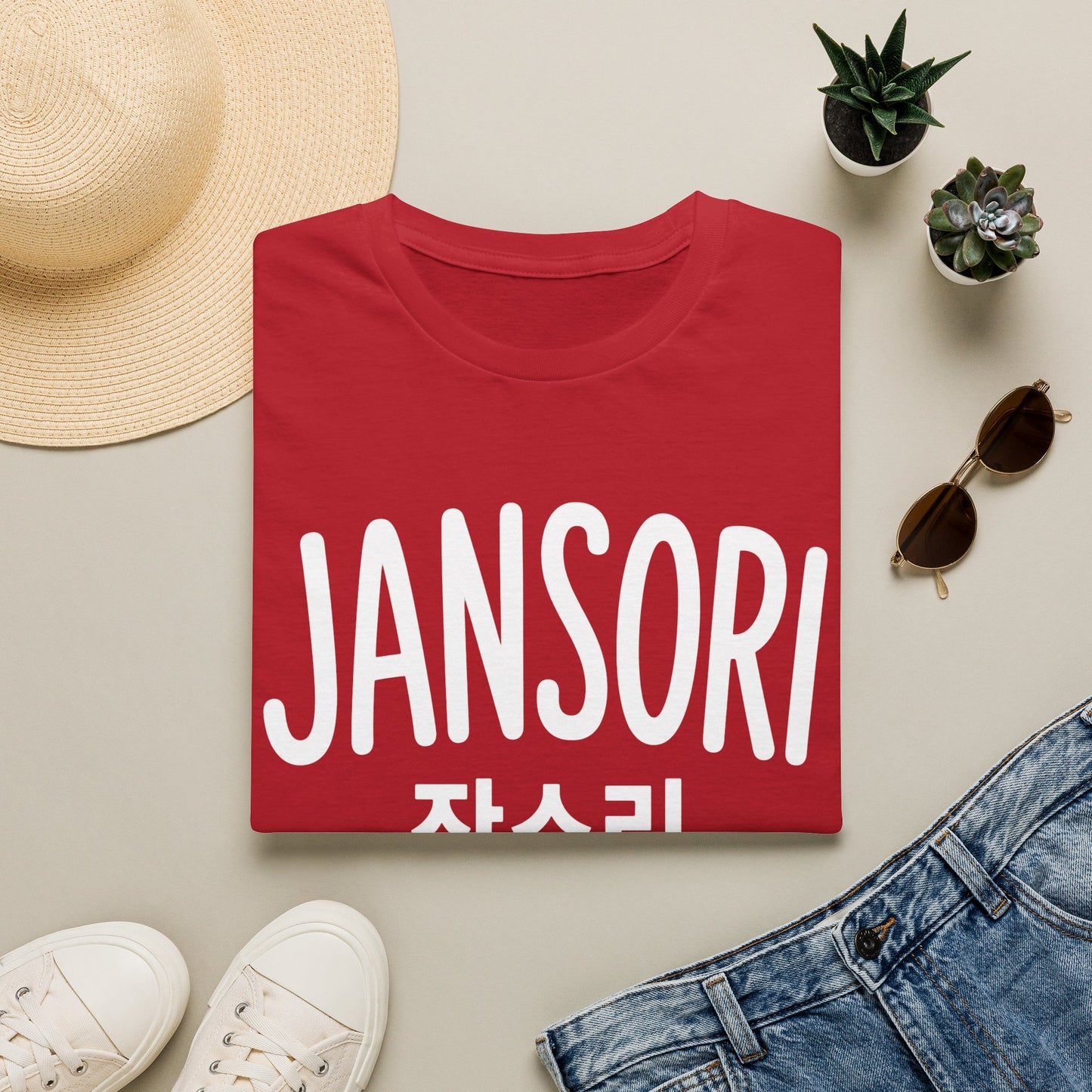 Jansori Graphic T-Shirt — Korean Text Casual Tee
