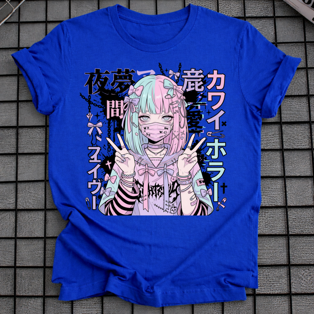 PASTELL CYBERPUNK ANIME GIRL T-SHIRT