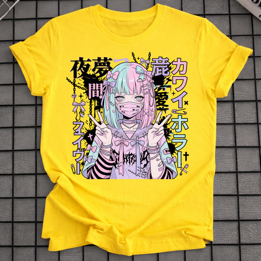 PASTEL CYBERPUNK ANIME GIRL T-SHIRT