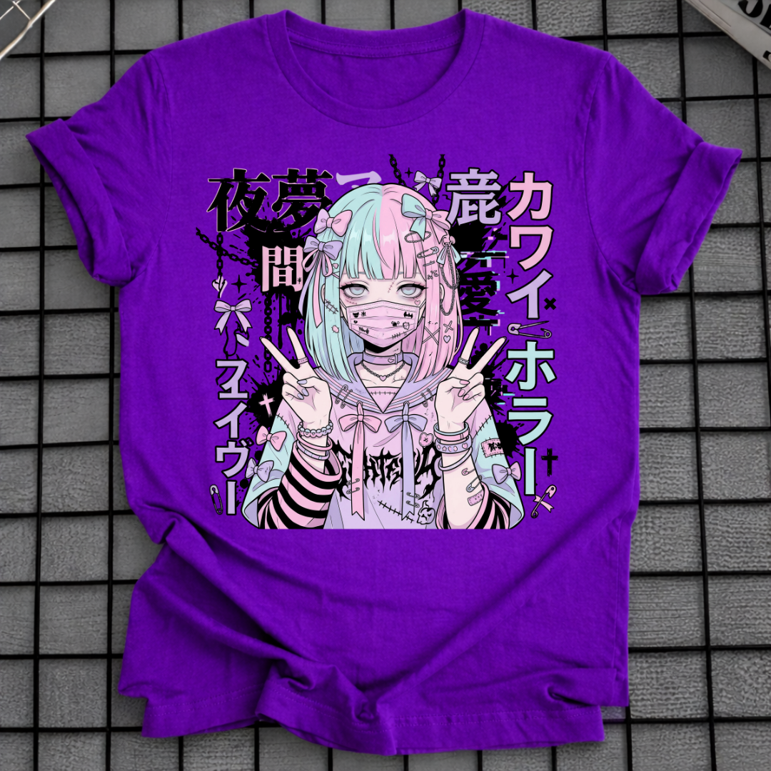 PASTELL CYBERPUNK ANIME GIRL T-SHIRT
