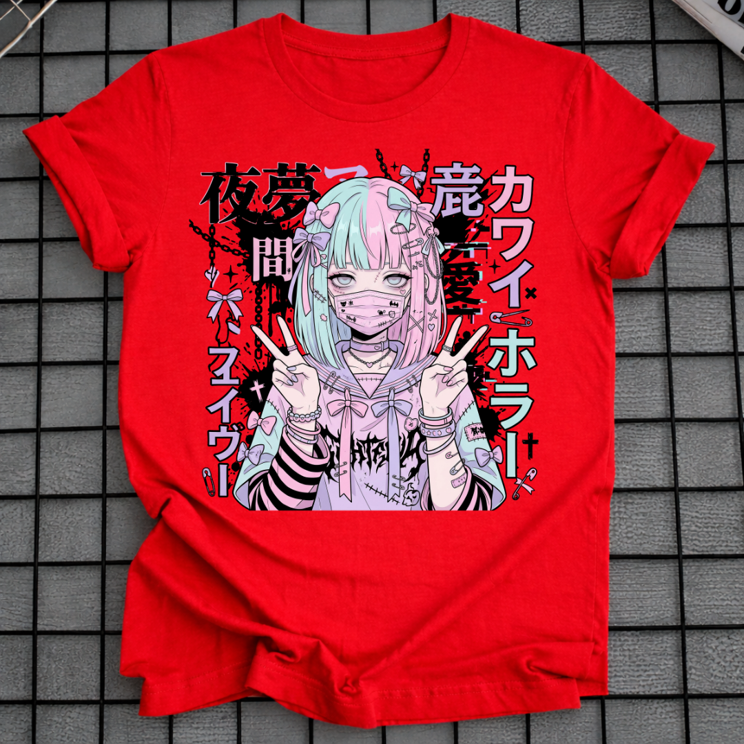 PASTELL CYBERPUNK ANIME GIRL T-SHIRT