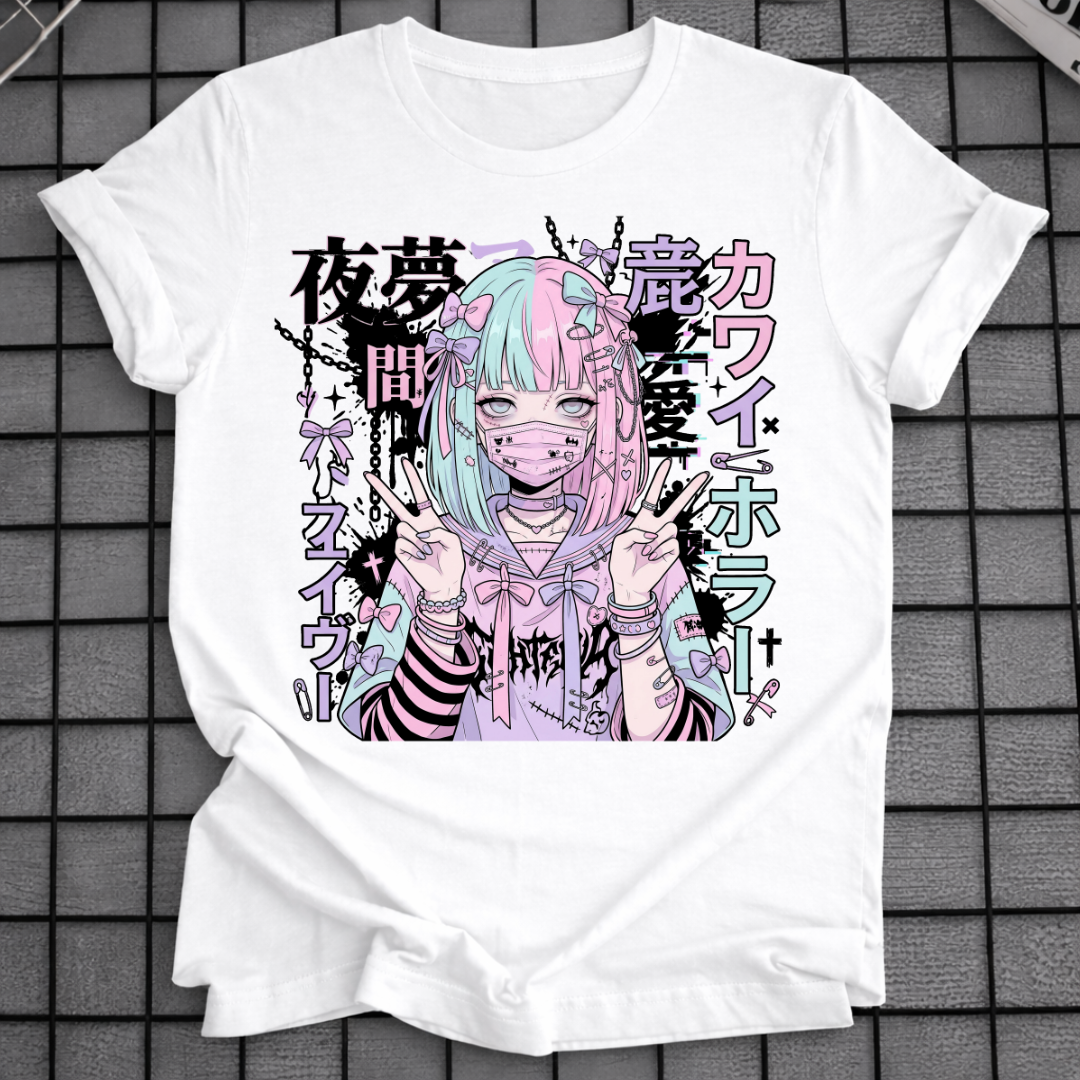 PASTELL CYBERPUNK ANIME GIRL T-SHIRT