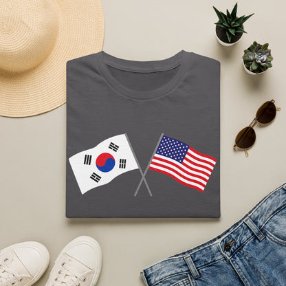 Korea USA Crossed Flags T-Shirt — Korean & American Friendship Tee