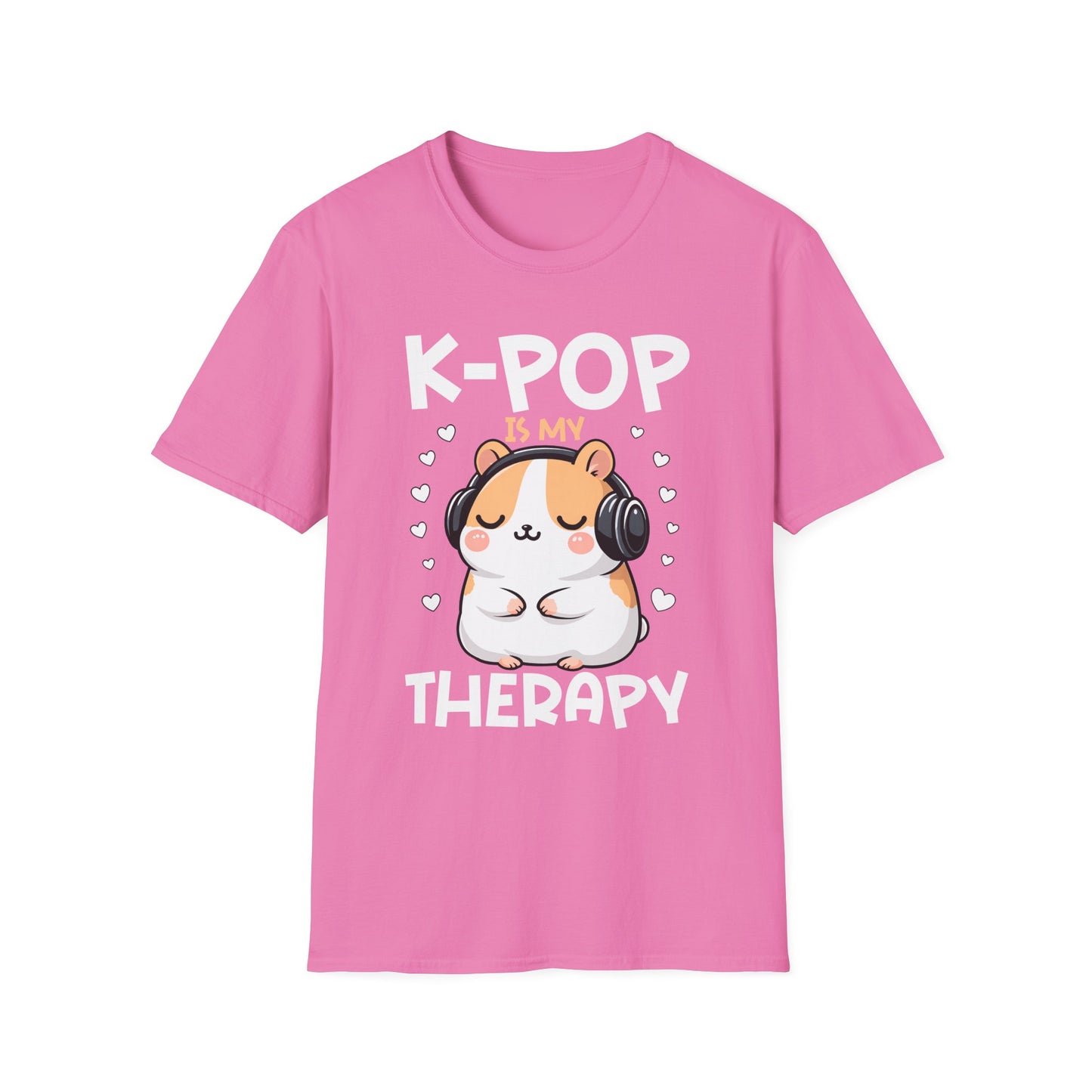 K-Pop Is My Therapy T-Shirt — Cute Hamster Headphones Tee for K-Pop Fans