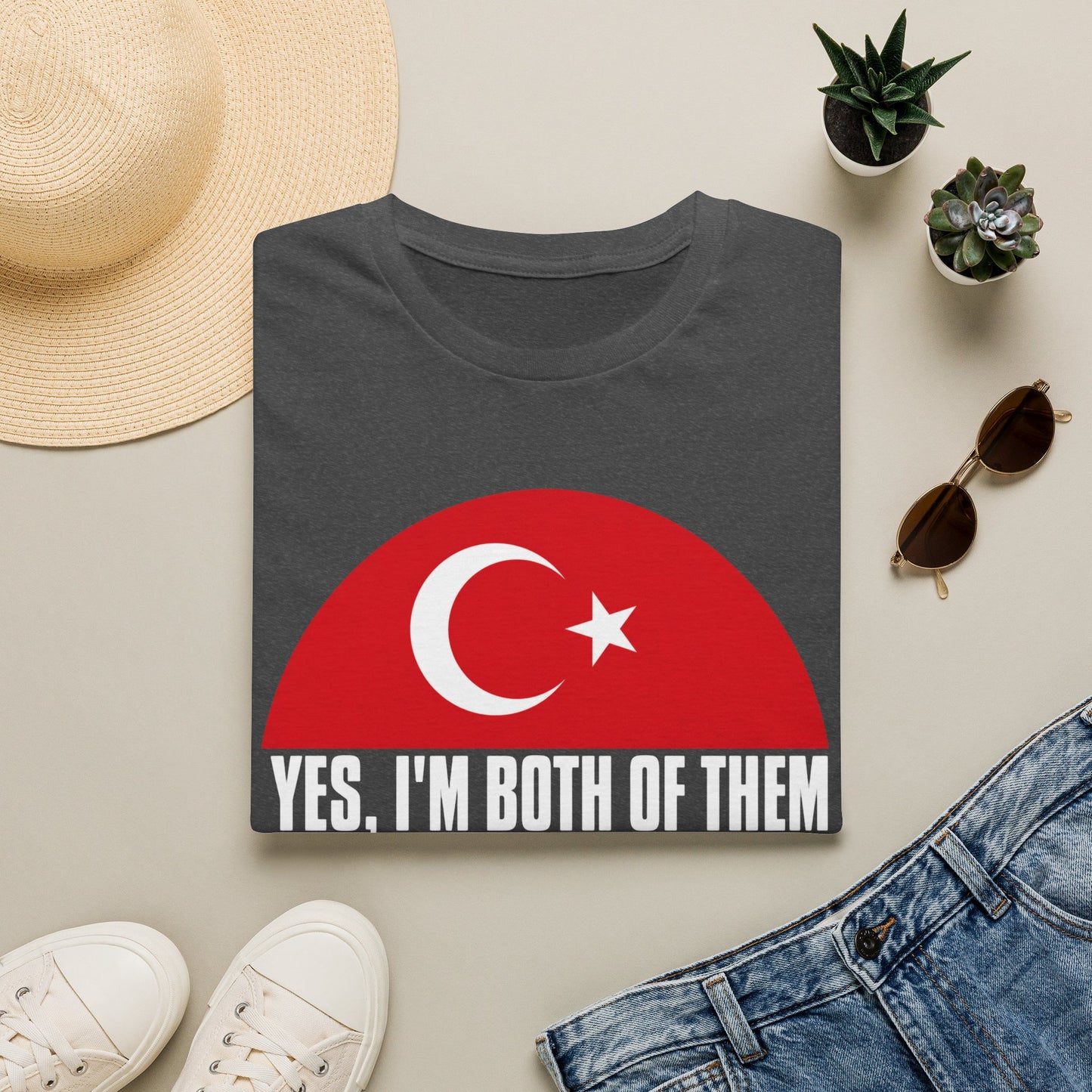 T-Shirt - "Yes, I'm Both of Them" Turkish & Korean Flag Heritage Tee