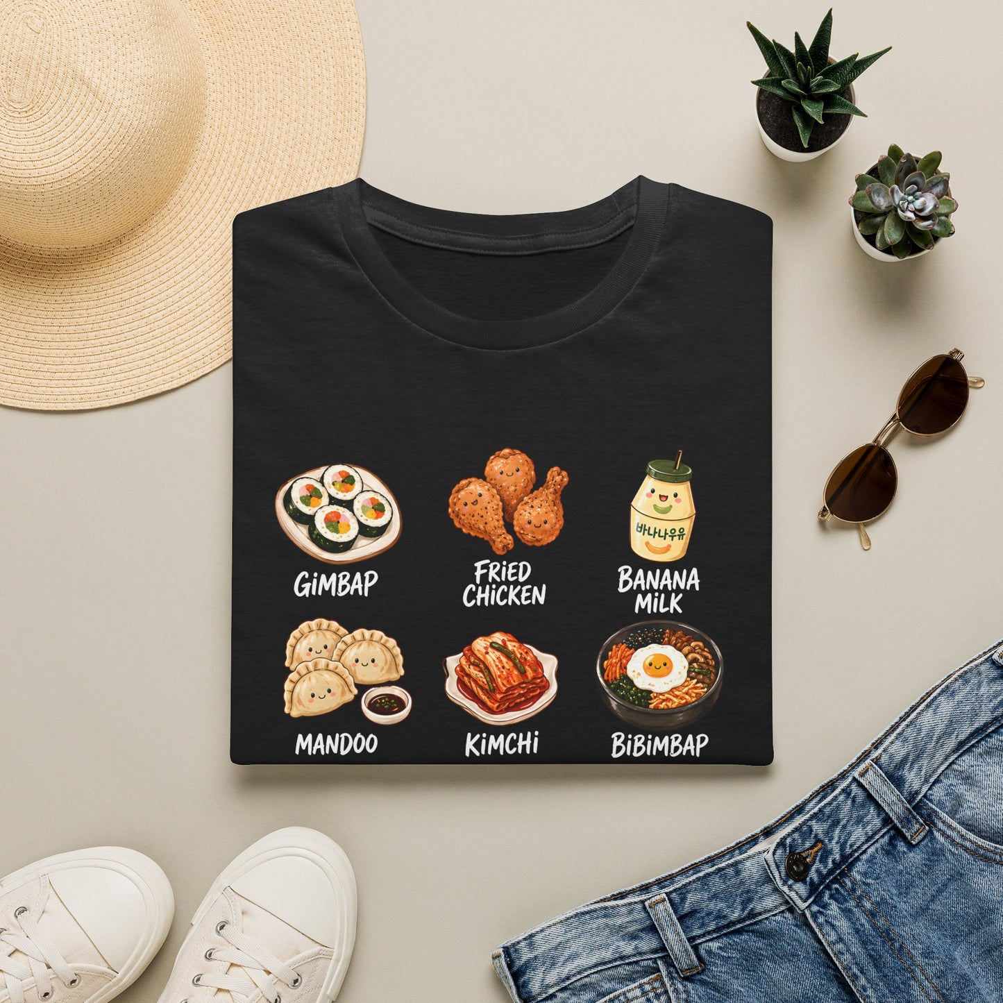 Korean Food Icons T-Shirt — Gimbap, Kimchi, Bibimbap & More Foodie Tee