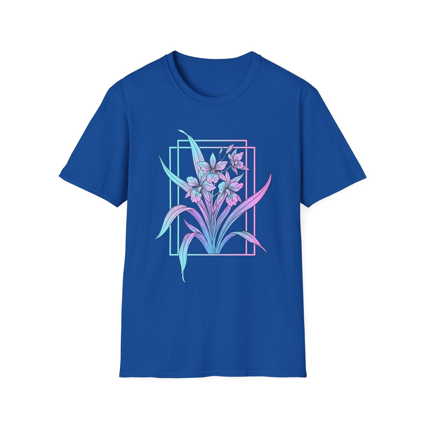 Floral Pastel Iris Tee — Botanical Purple & Teal Graphic T-Shirt