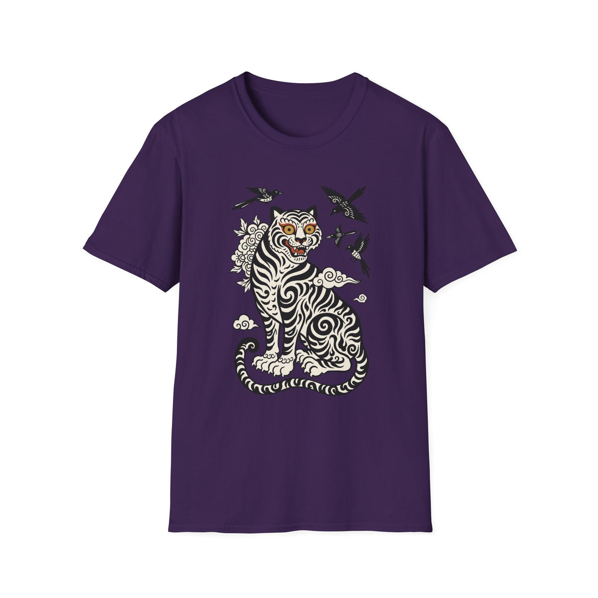 Tiger & Crows Graphic T-Shirt — Bold Japanese-Inspired Tattoo Style