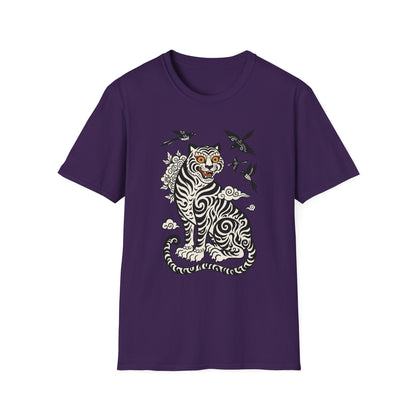 Tiger & Crows Graphic T-Shirt — Bold Japanese-Inspired Tattoo Style