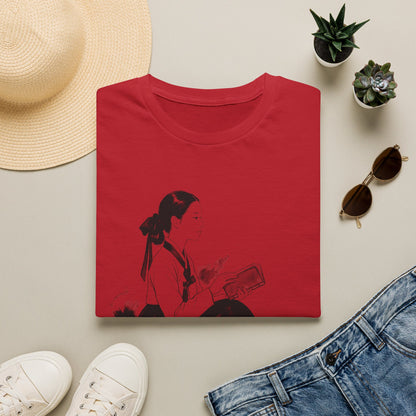 Vintage Korean Hanbok Reader T-Shirt — Gentle Ink Illustration Tee