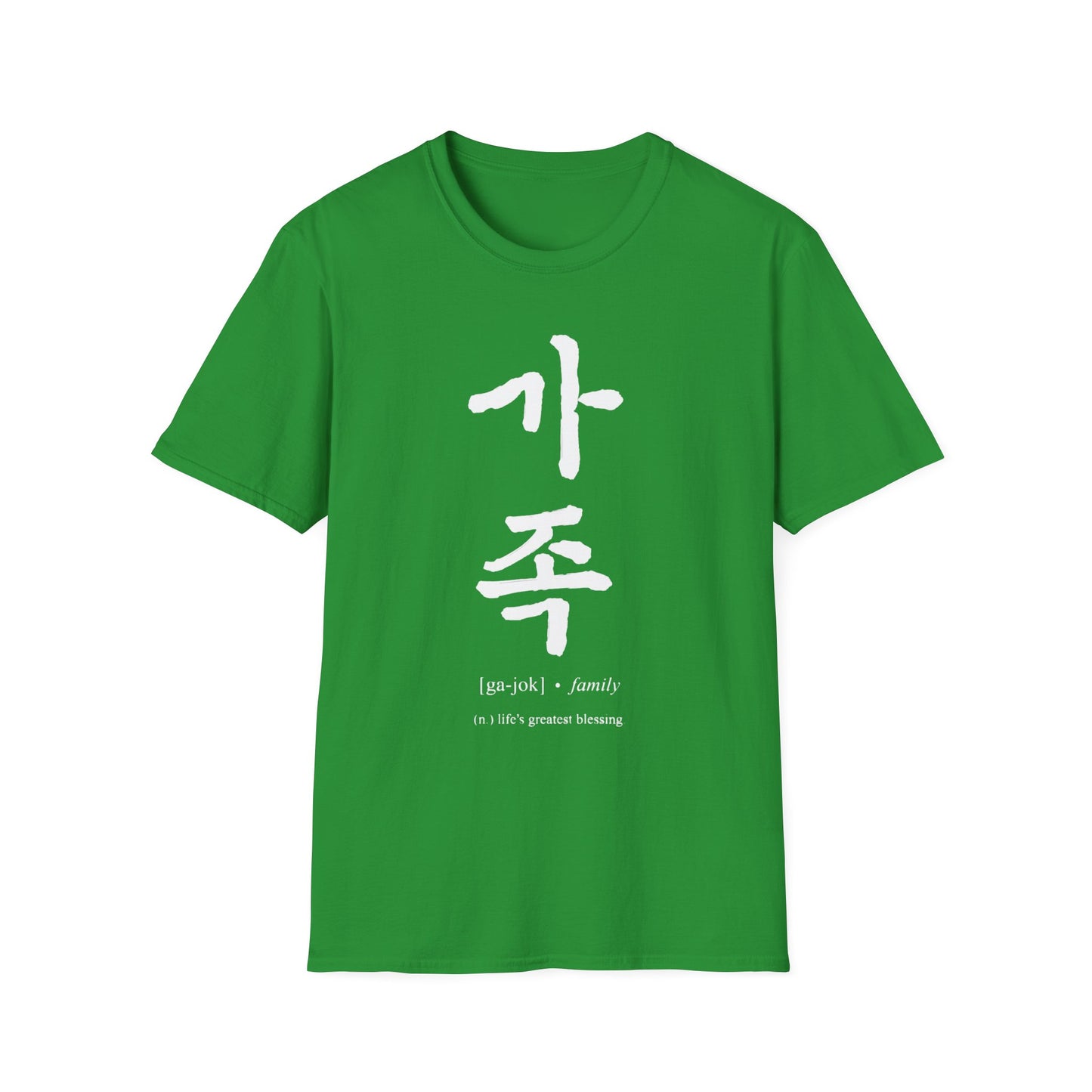 Korean '가족 (Family)' T-Shirt — Bold Brushstroke Script Tee