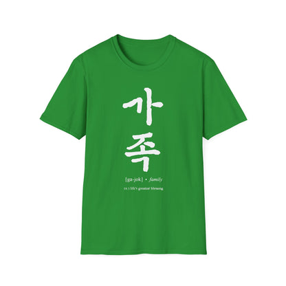 Korean '가족 (Family)' T-Shirt — Bold Brushstroke Script Tee