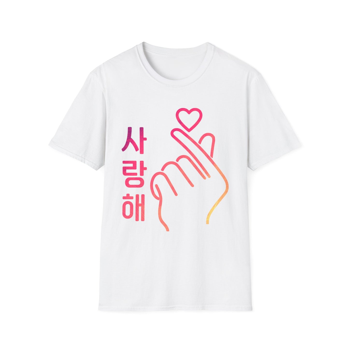 Unisex Softstyle T-Shirt with Heart Hand Design - Perfect for K-Pop Fans, Love Celebrations & Everyday Wear