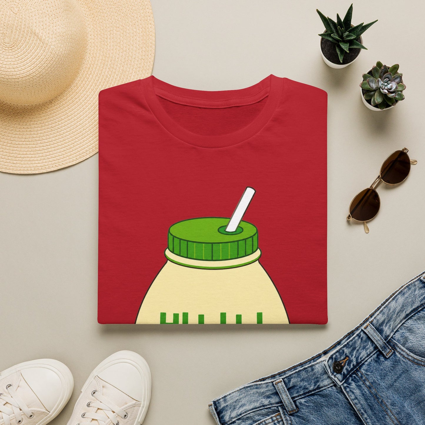 Banana Milk Cartoon T-Shirt — Cute Kawaii 바나나 Beverage Tee