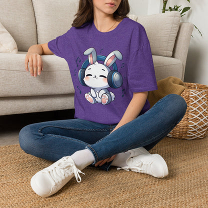Cute Bunny Music Unisex Softstyle T-Shirt - Perfect Gift for Music Lovers