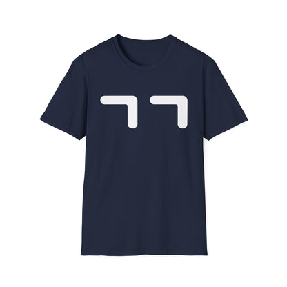 Minimalist Emoticon T-Shirt — Cute '77' Face Graphic Tee