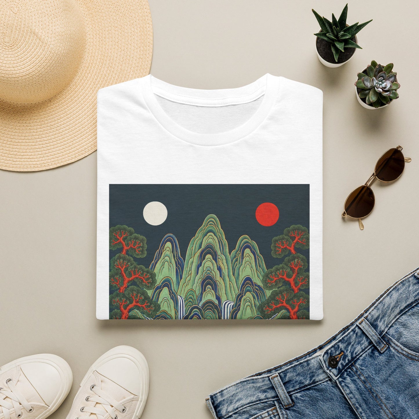 Asian Landscape Tee — Double Sun Mountain Art T-Shirt