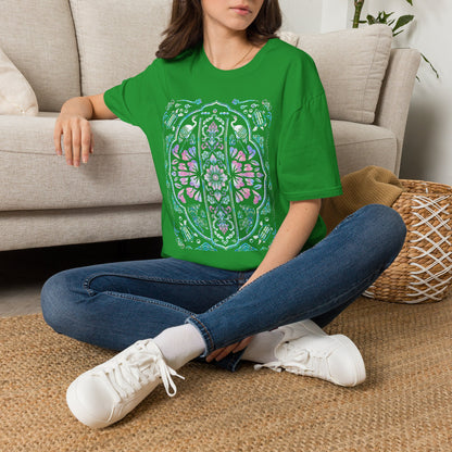 Stained Glass Floral Tee — Pastel Mandala Window Graphic T-Shirt