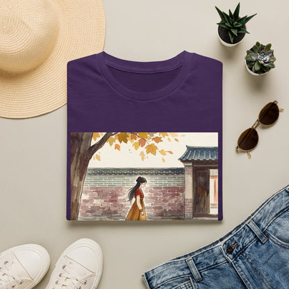 Autumn Stroll Tee — Woman in Traditional Dress Illustration