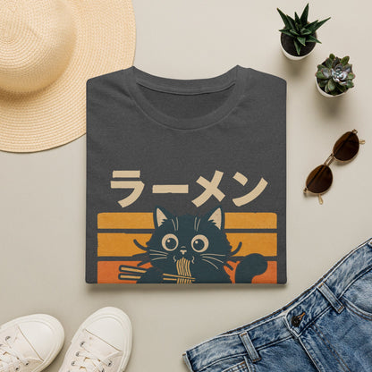 Ramen Cat T‑Shirt — Cute Japanese Neko Eating Ramen Graphic Tee