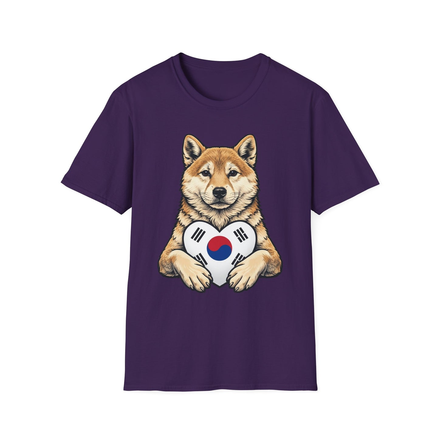 Shiba Inu Heart Tee — Cute Dog Holding South Korean Flag Graphic T-Shirt