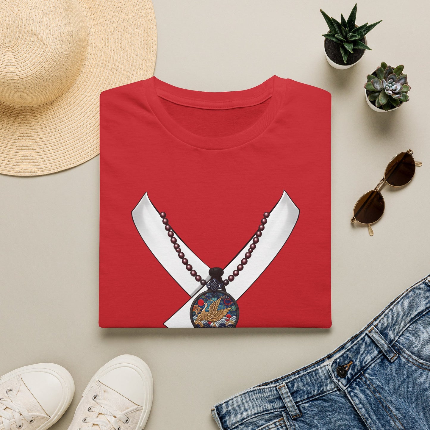 Samurai Sword & Katana Pendant T-Shirt — Japanese Warrior Graphic Tee