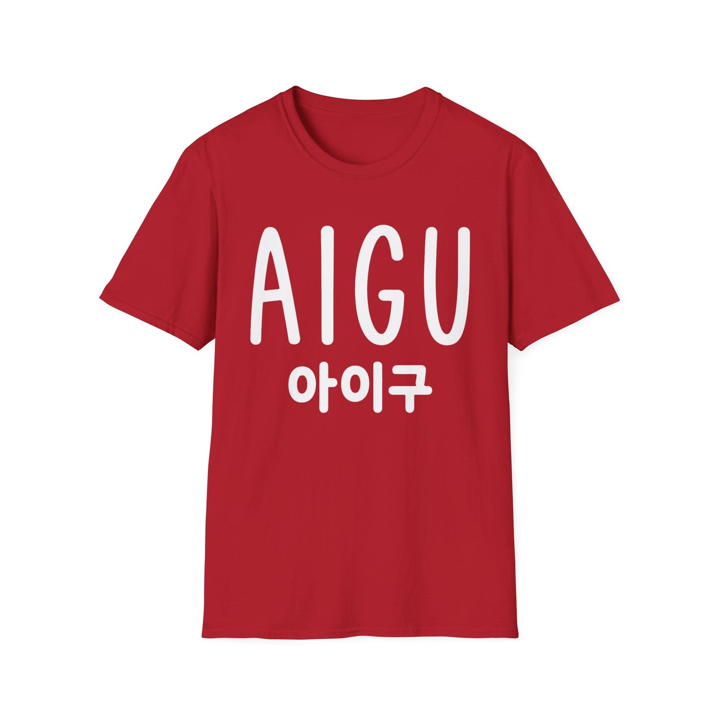 AIGU Korean Text Graphic T-Shirt — Cute K-pop Inspired Lettering Tee